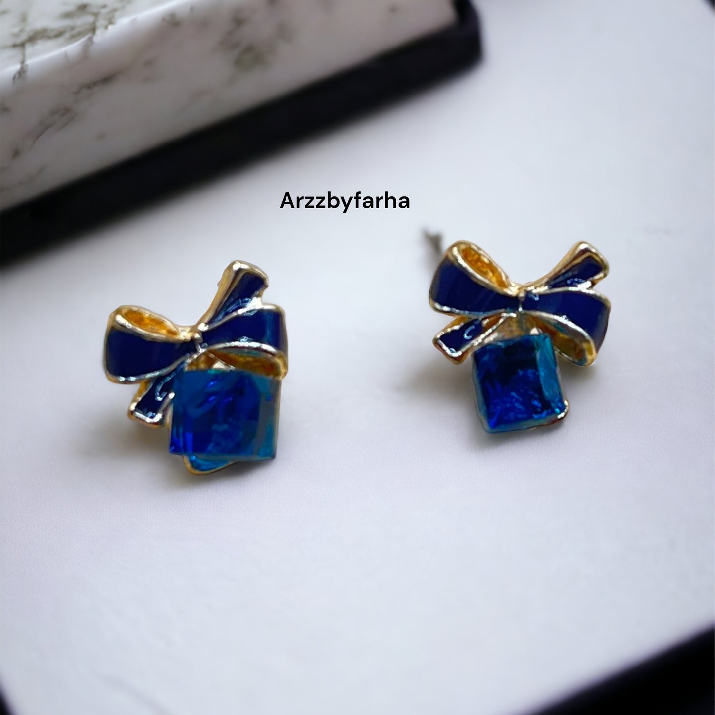 Blue Bow Studs Earring