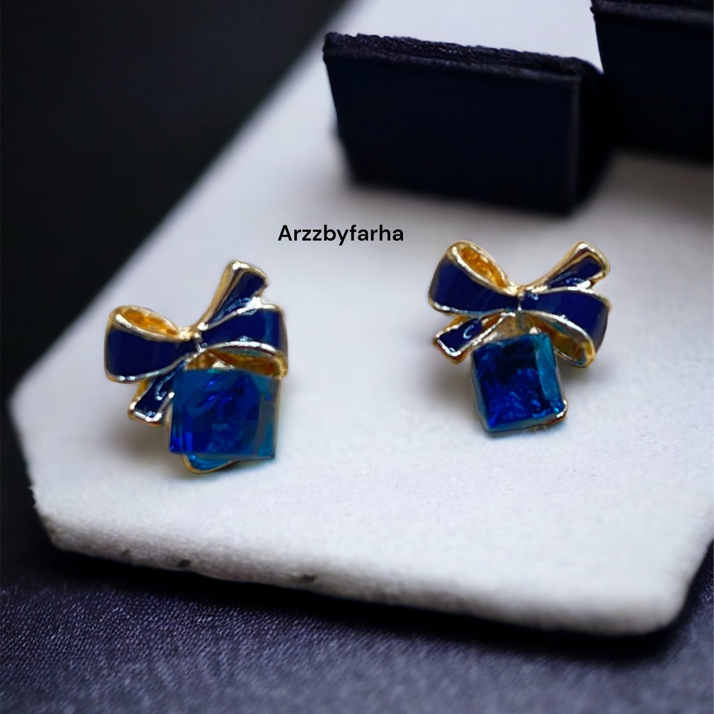 Blue Bow Studs Earring