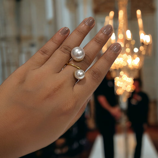 18k Gold Plated Pearl Finger Ring