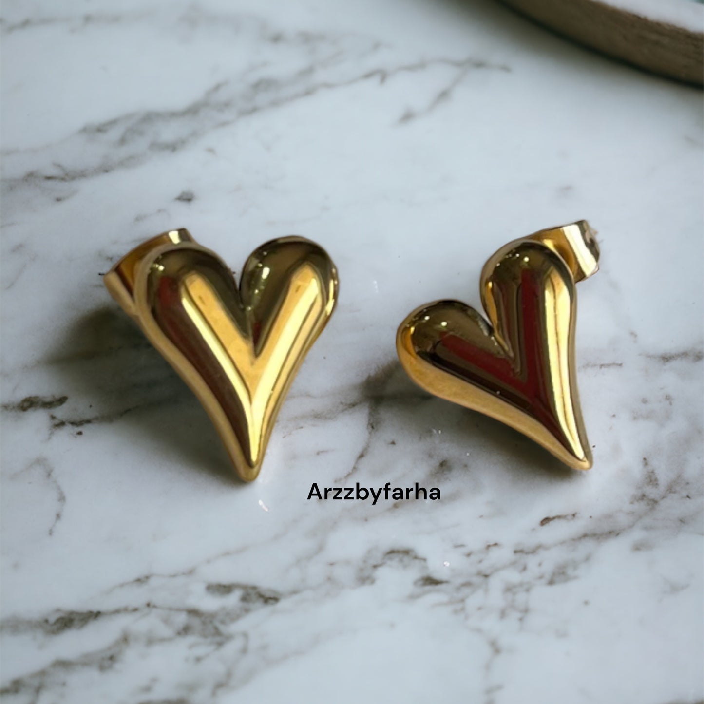 18k Gold Plated Heart Studs Earring