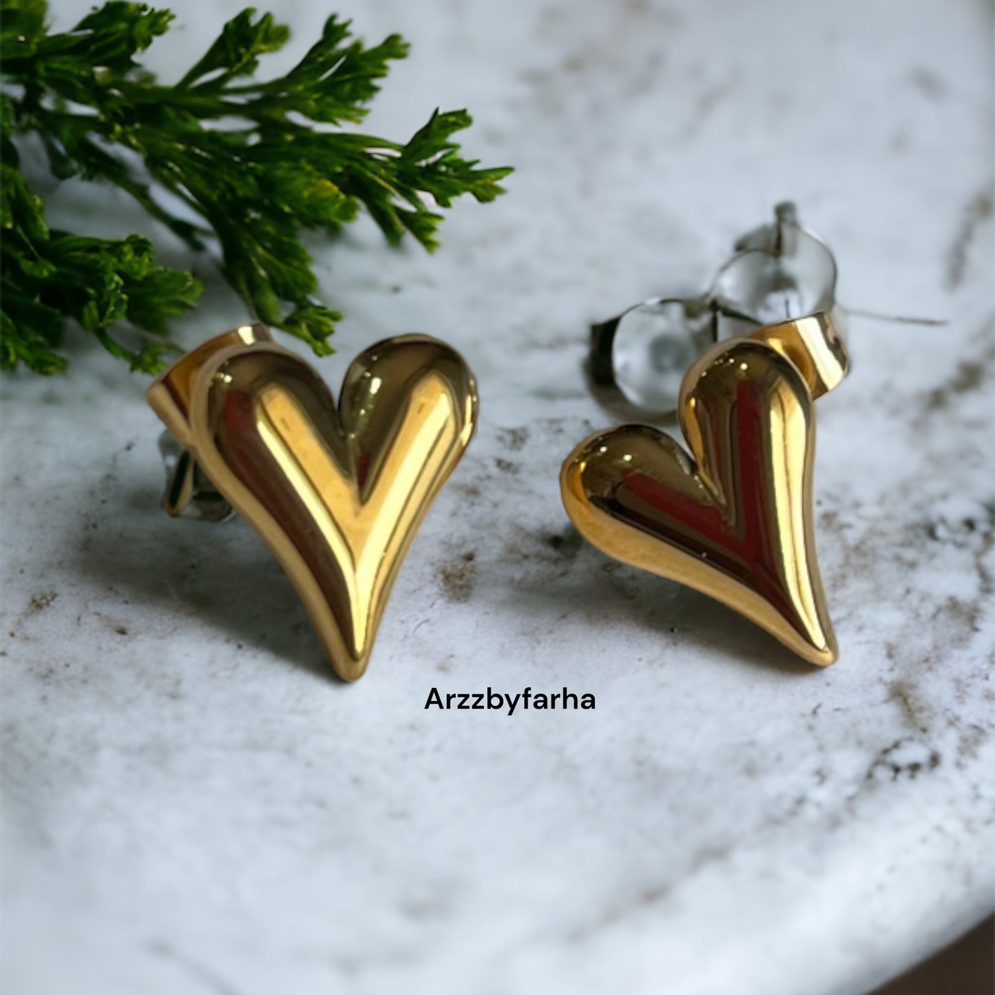 18k Gold Plated Heart Studs Earring