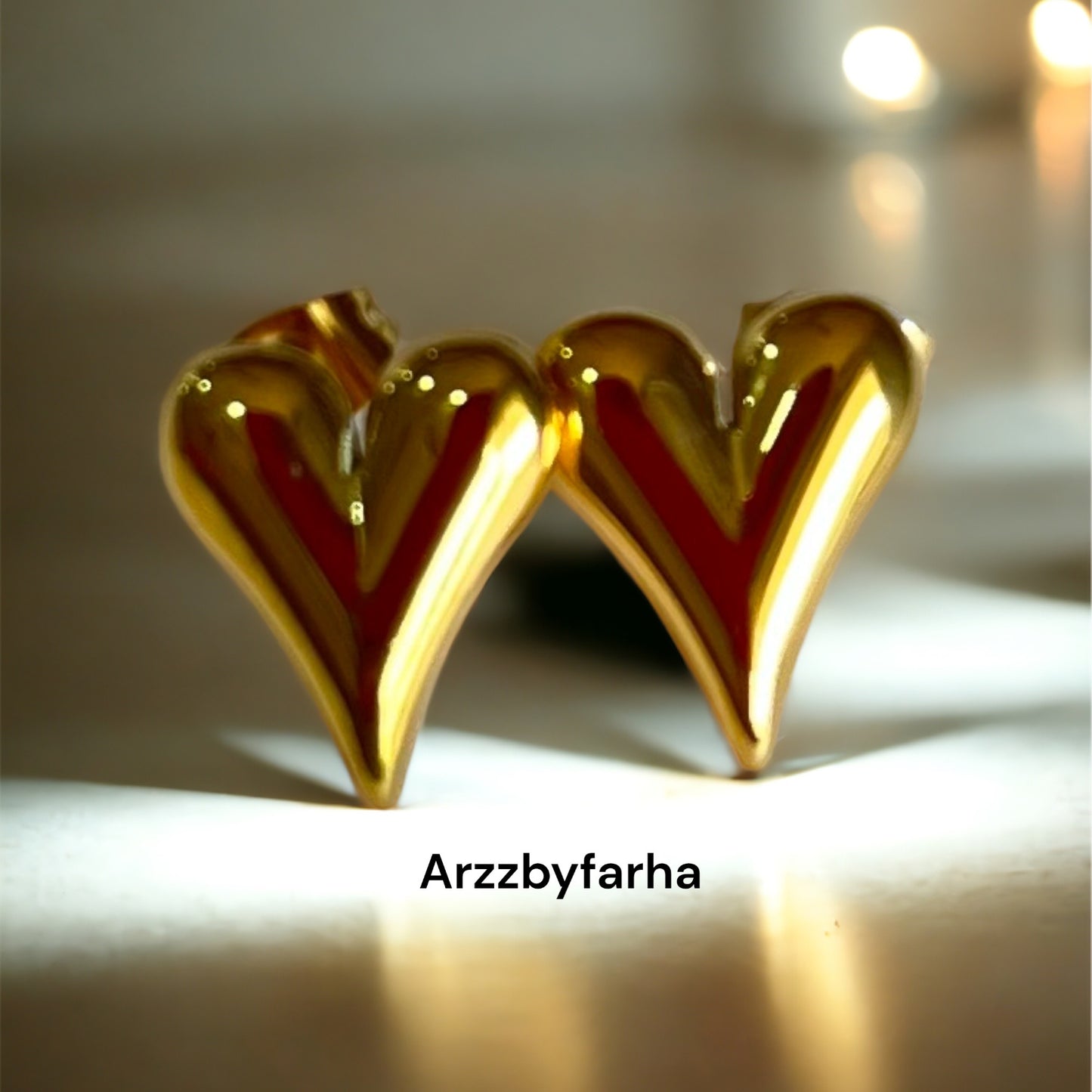 18k Gold Plated Heart Studs Earring