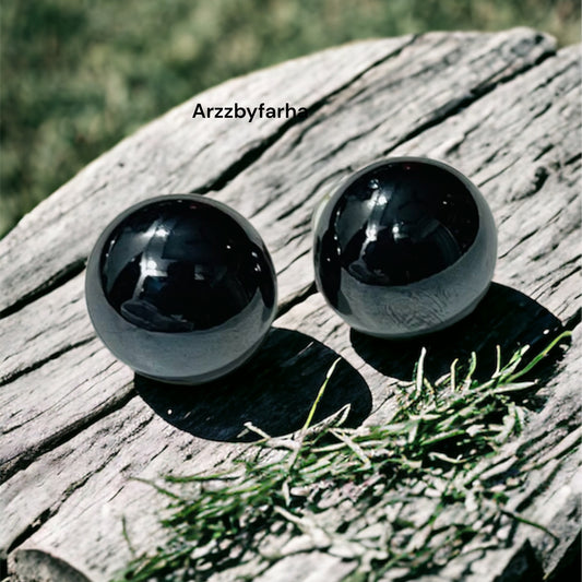 Glossy Dark Grey Studs Earrings