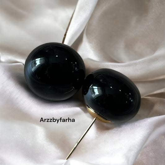 Glossy Black Studs Earrings