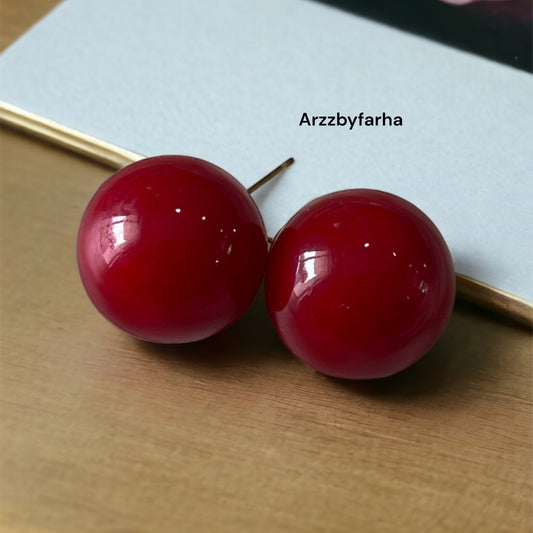 Cherry Red Studs Earrings