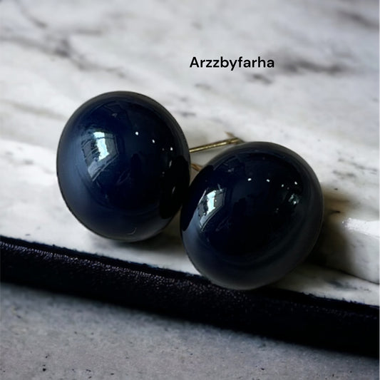 Glossy Blue Studs Earrings