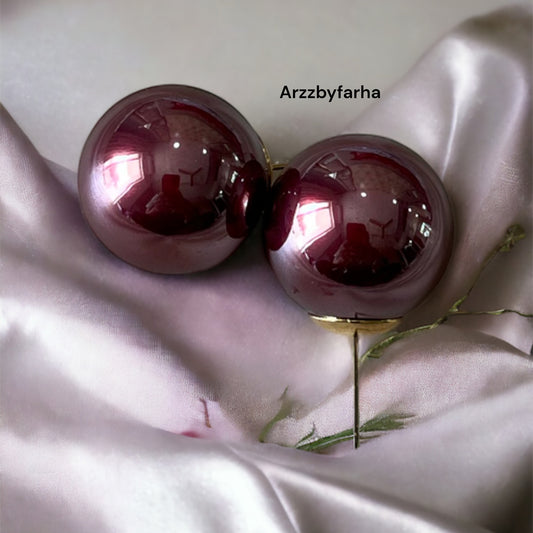 Glossy Wine Studs Earrings