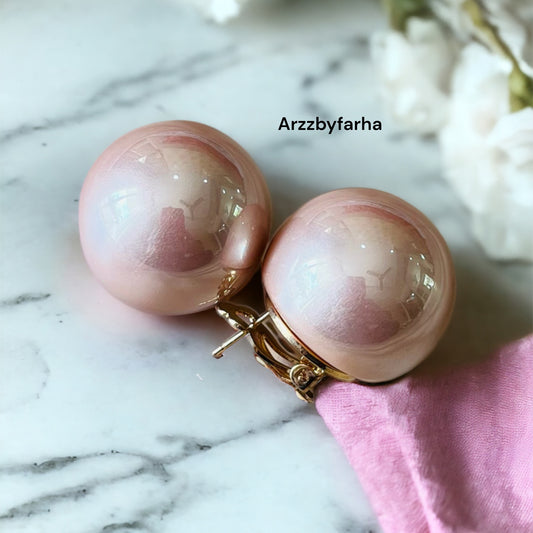 Glossy Peach Studs Earrings