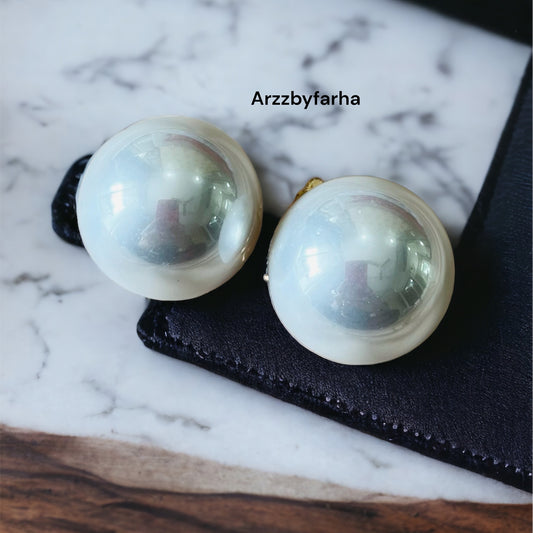 Glossy White Studs Earrings