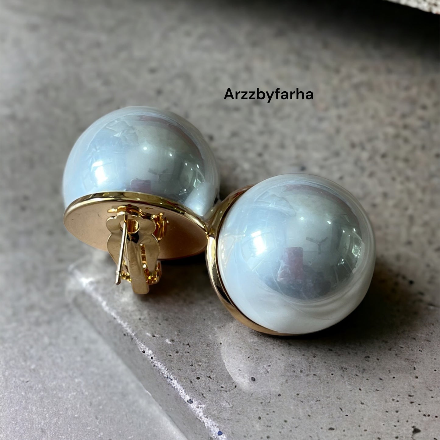 Glossy White Studs Earrings