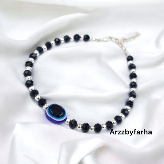 Evil Eye Bracelet With Crystal Beads