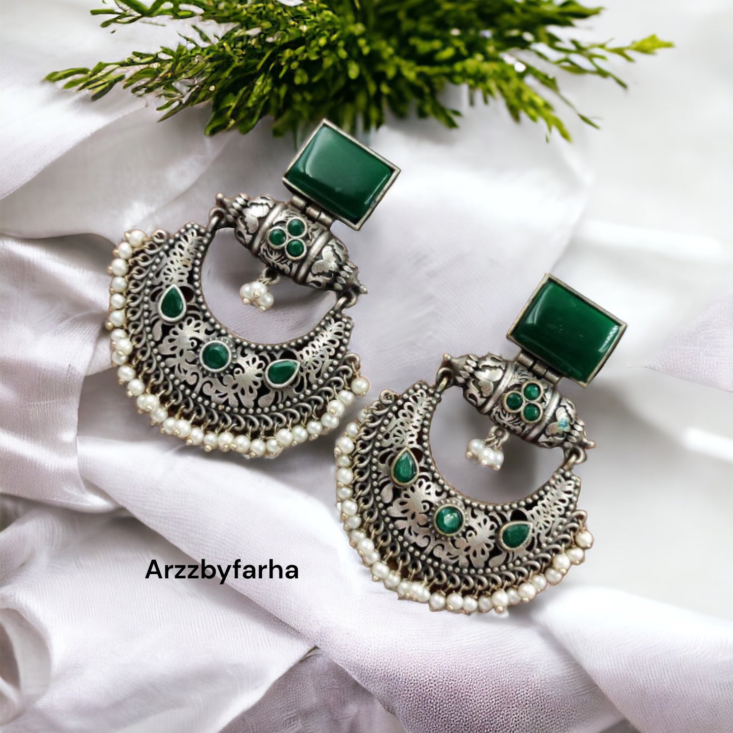 Green Stone Chandbali Earring