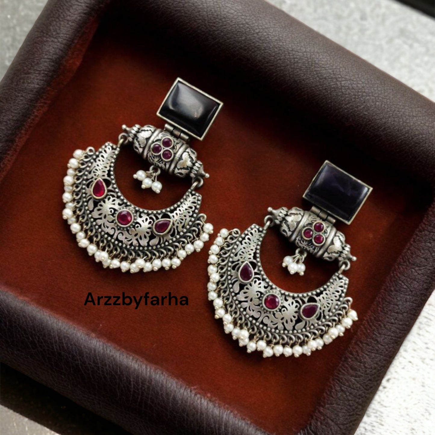 Purple Stone Chandbali Earring