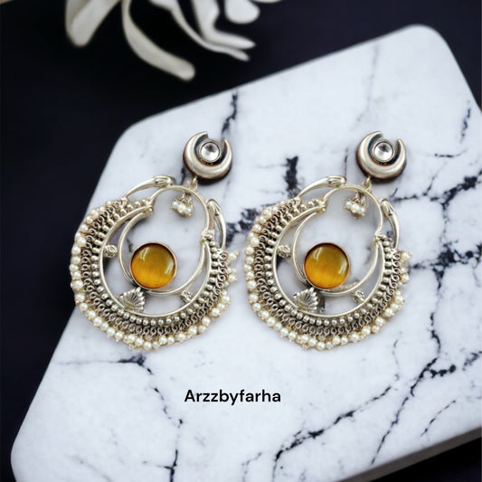 Yellow Stone Chandbali Earring