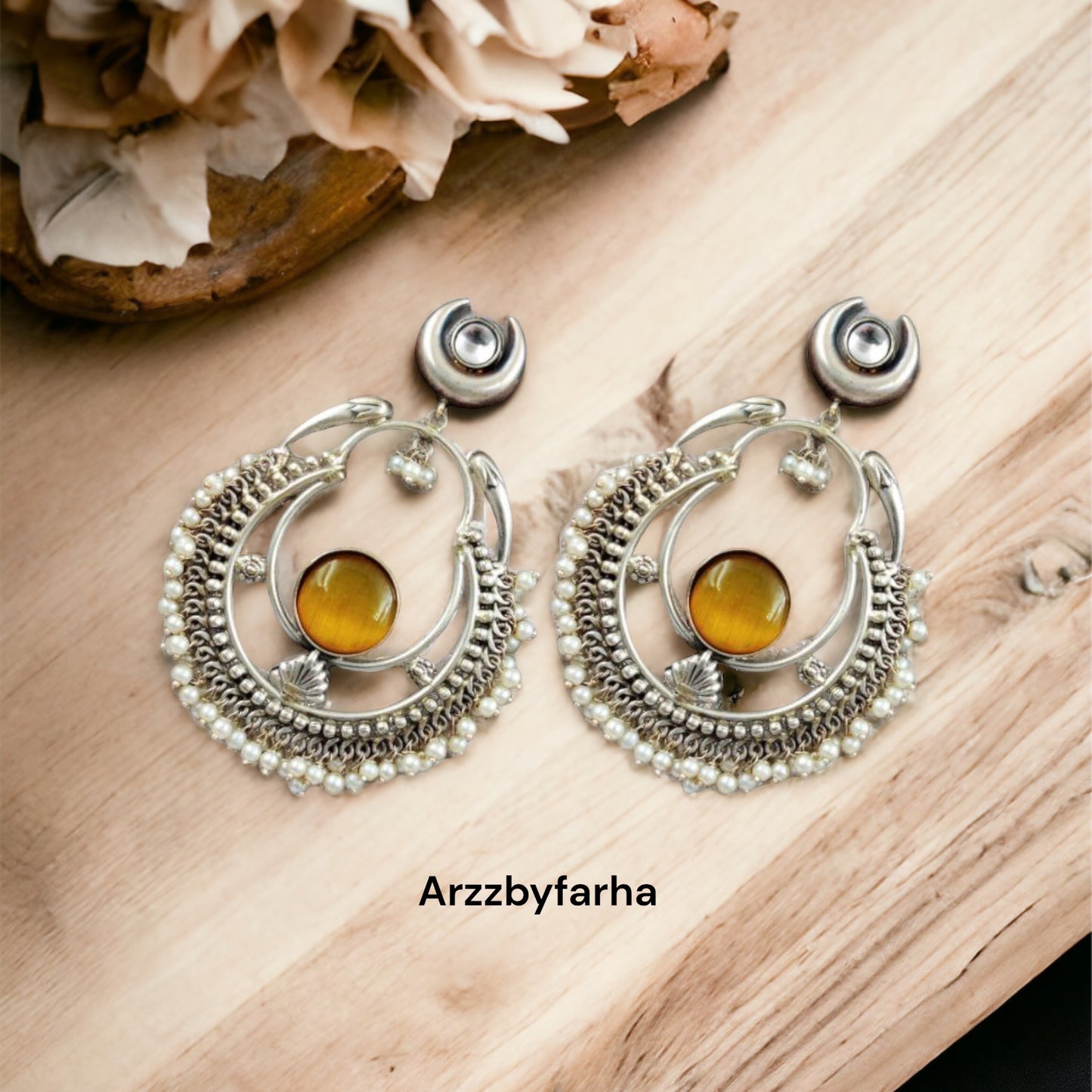 Yellow Stone Chandbali Earring