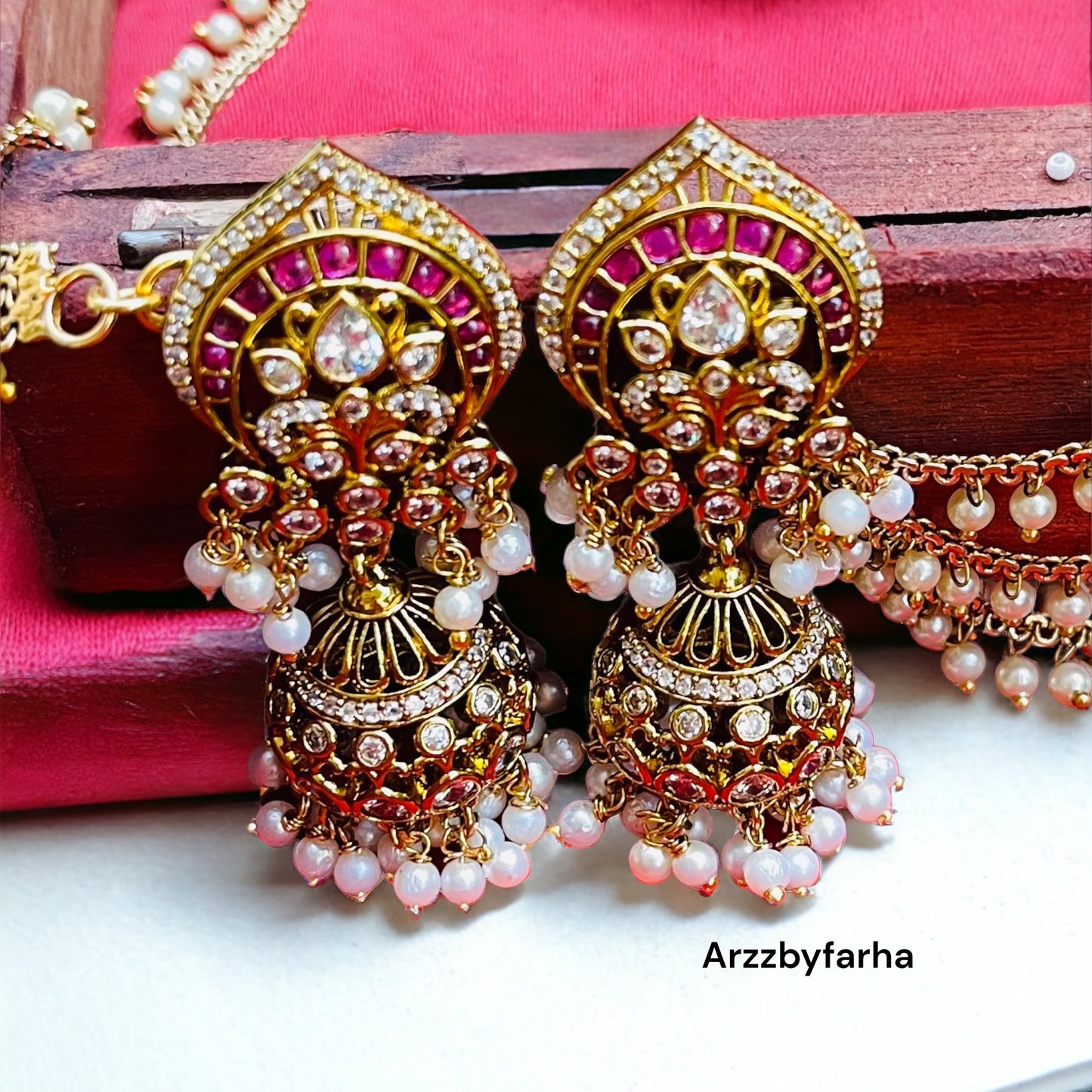 Bahubali Statement Jhumki with Chain Earrings