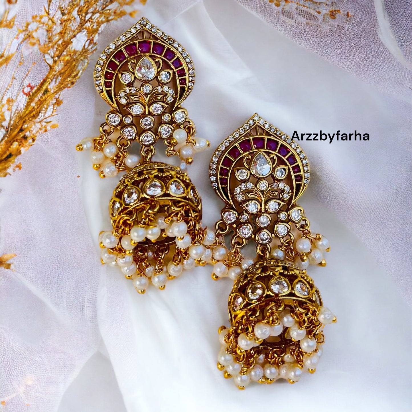 Bahubali Statement Jhumki with Chain Earrings