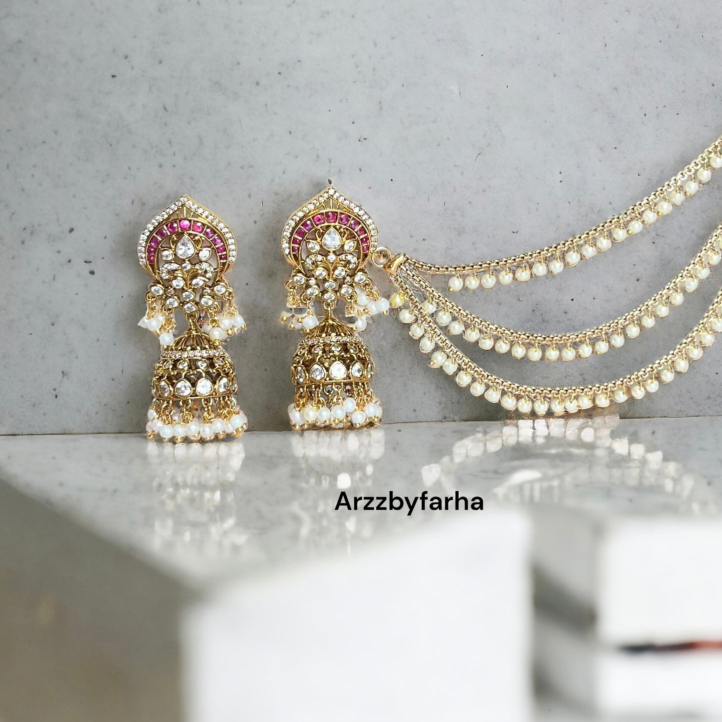 Bahubali Statement Jhumki with Chain Earrings