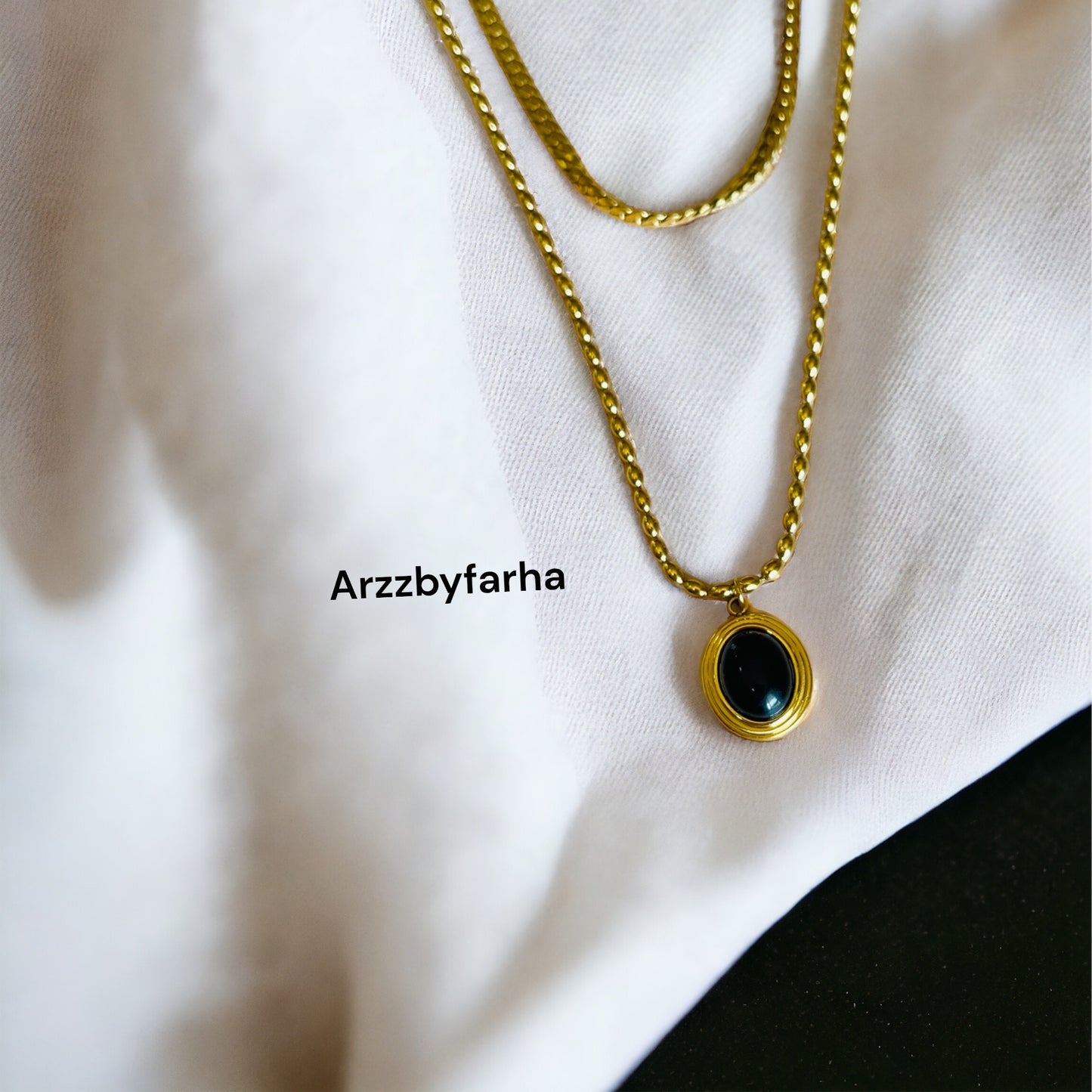 Double Layered Black Pendant Chain