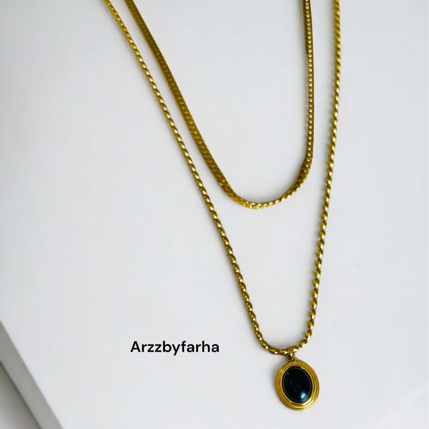 Double Layered Black Pendant Chain