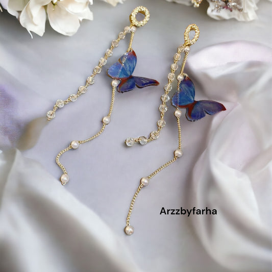 Butterfly & Pearl Tassel Earring