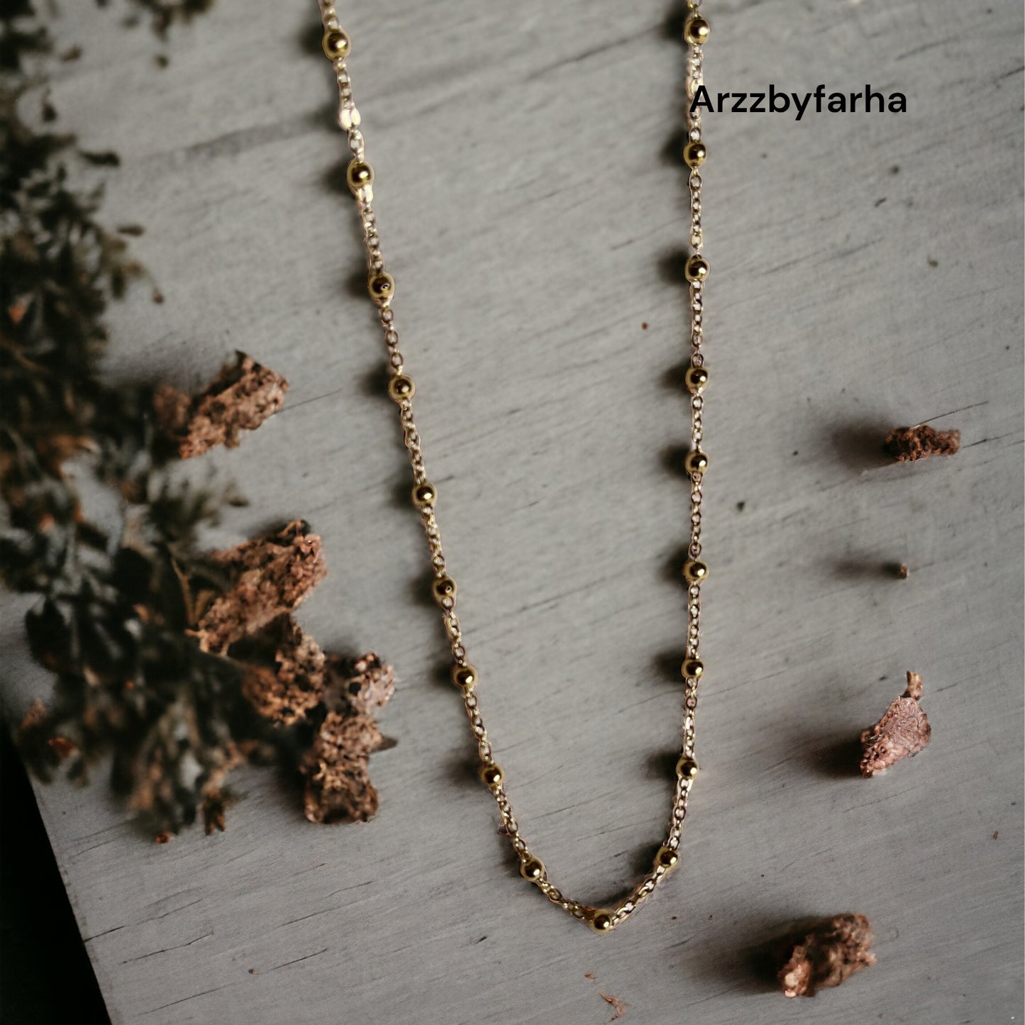 18k Gold Beaded Chain