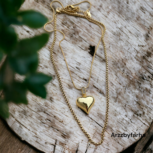 Double Chain Heart  Pendant Chain