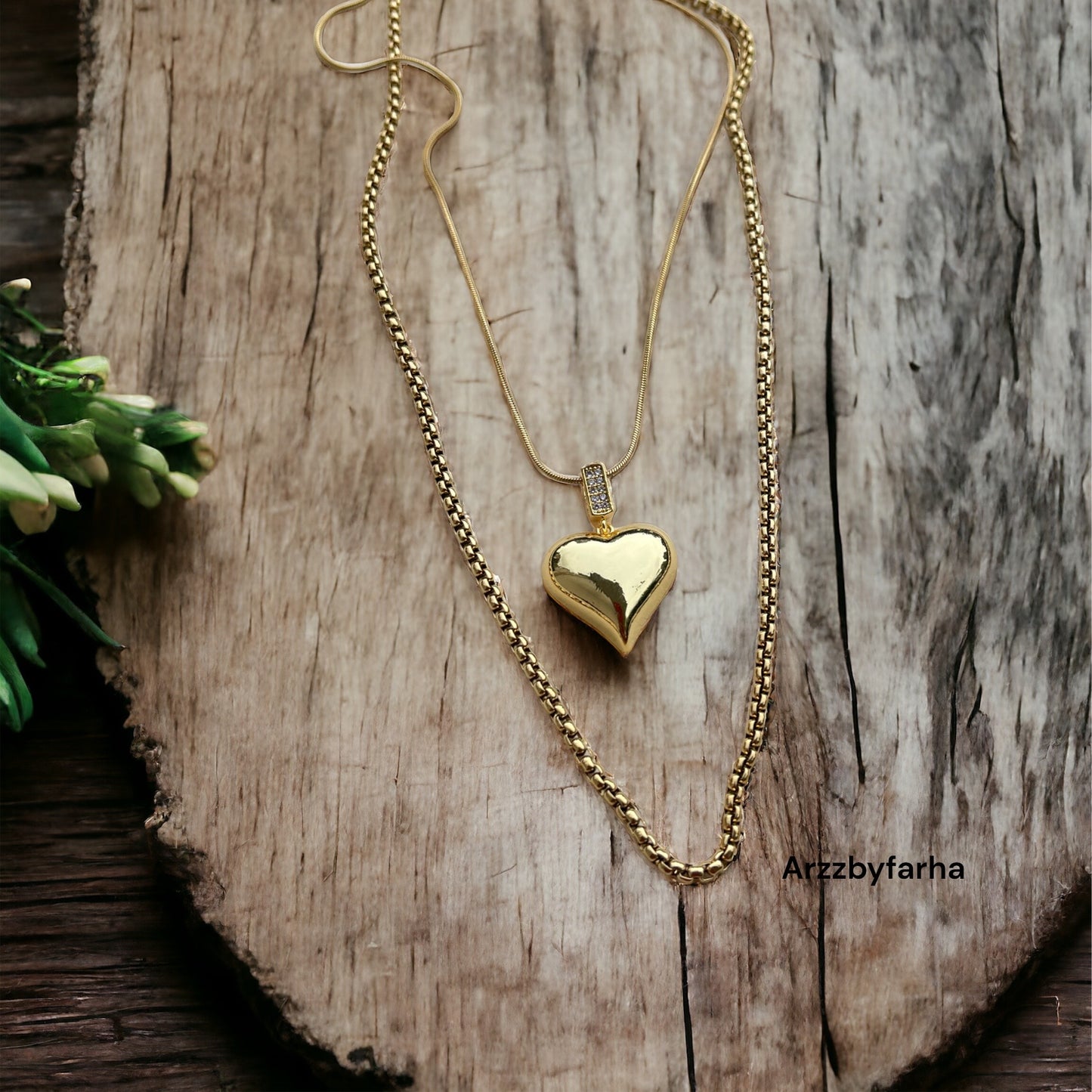 Double Chain Heart  Pendant Chain