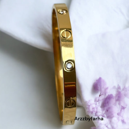 Gold Zircon Studded Cuff Bracelet