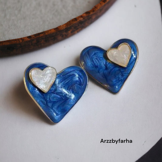 Blue Heart Shape Studs Earring