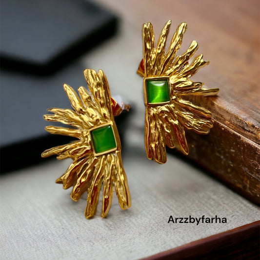 Luxe 18k Gold Green Studs