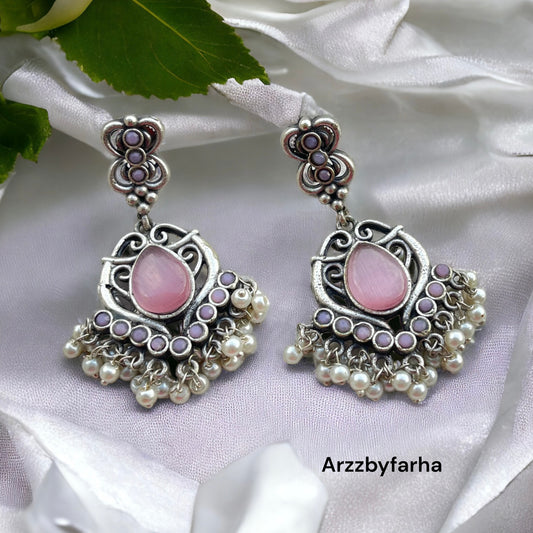 Pink Brass Earrings