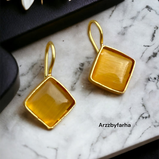 Contemporary Yellow Hook Earrings