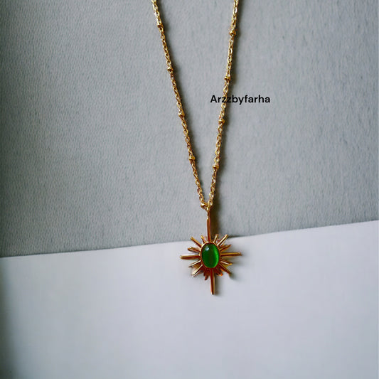 Green Stone Sunshine Pendant Chain