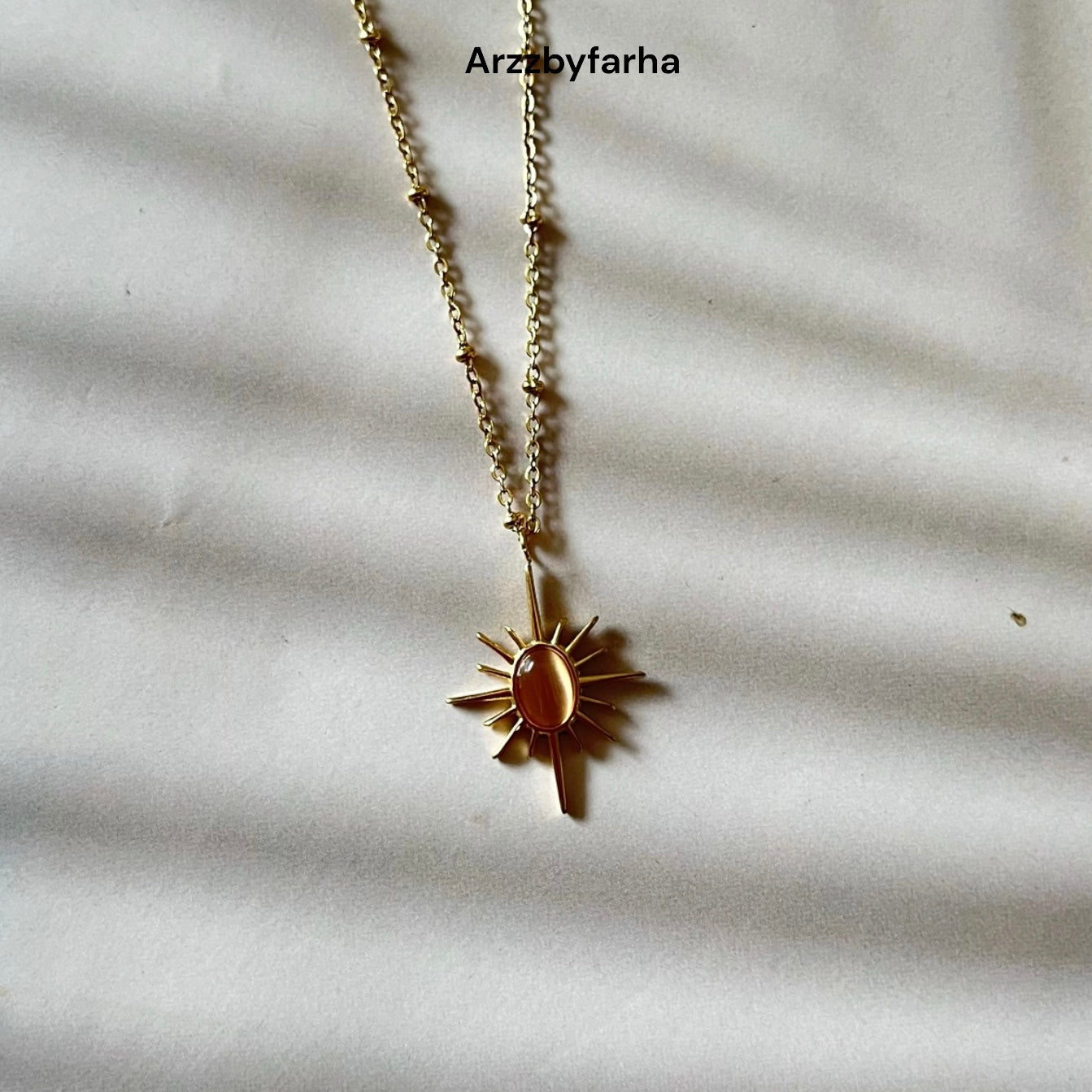 Peach Stone Sunshine Pendant Chain