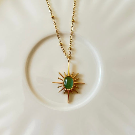 Green Stone Sunshine Pendant Chain