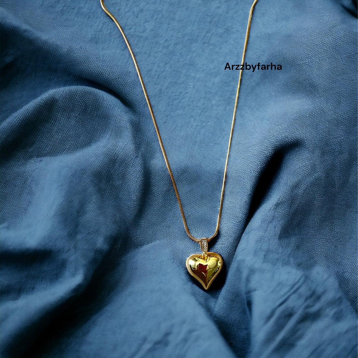 Heart Shaped AD Studded Pendant Chain