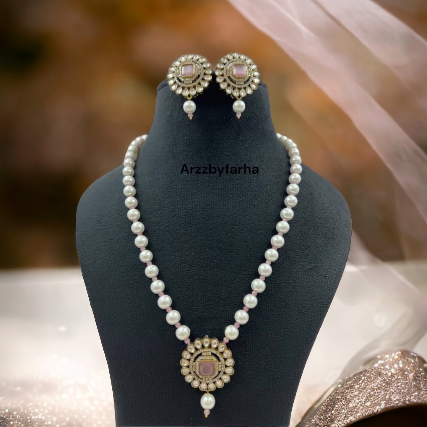 Antique Polish Pendant Pearl Mala