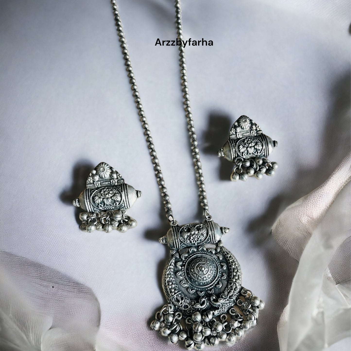 Oxidised Mid Length Necklace Set