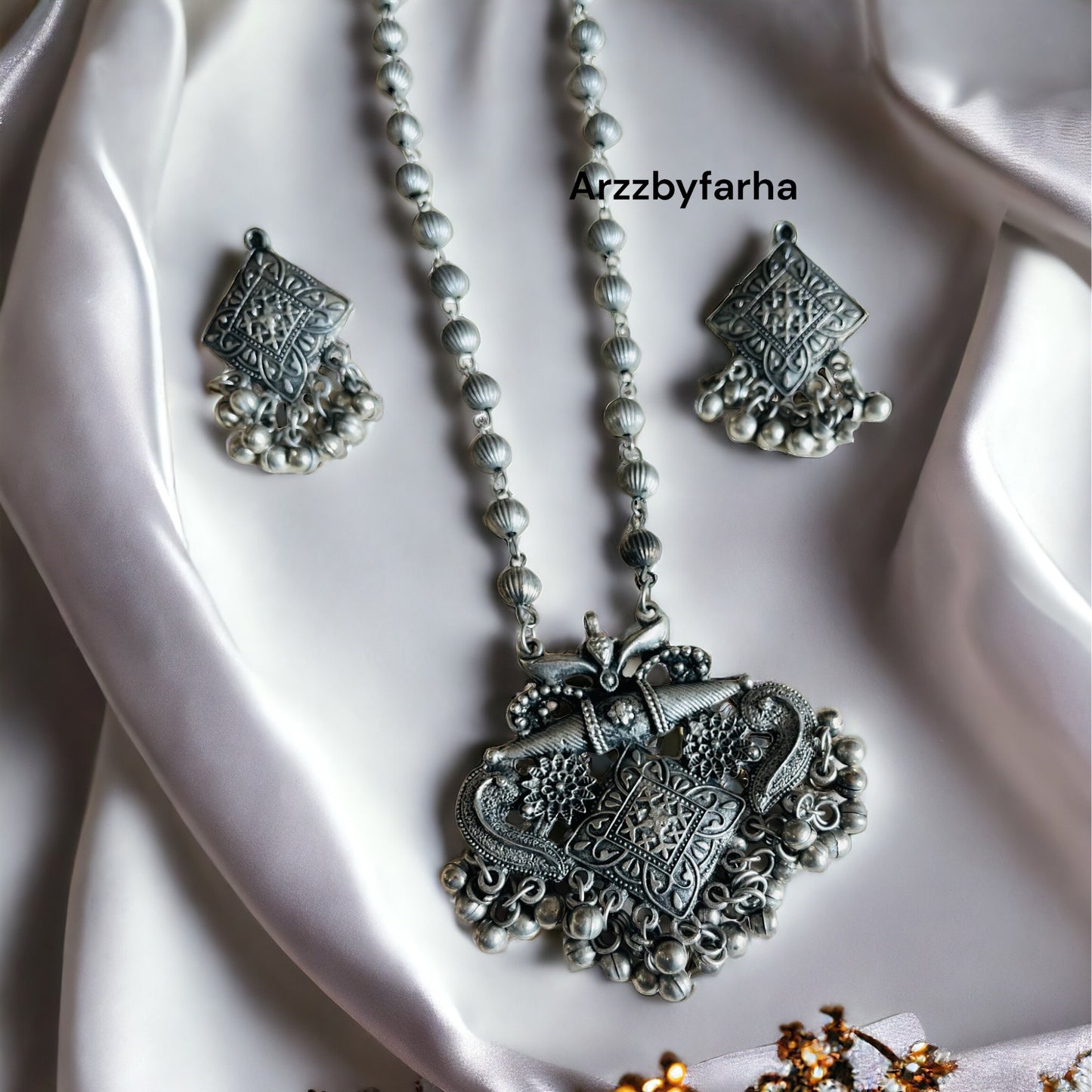 Oxidised Mid Length Necklace Set