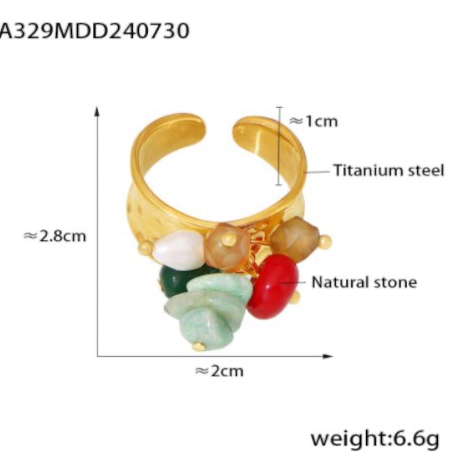 18k Gold Plated Multicolor Stone Ring