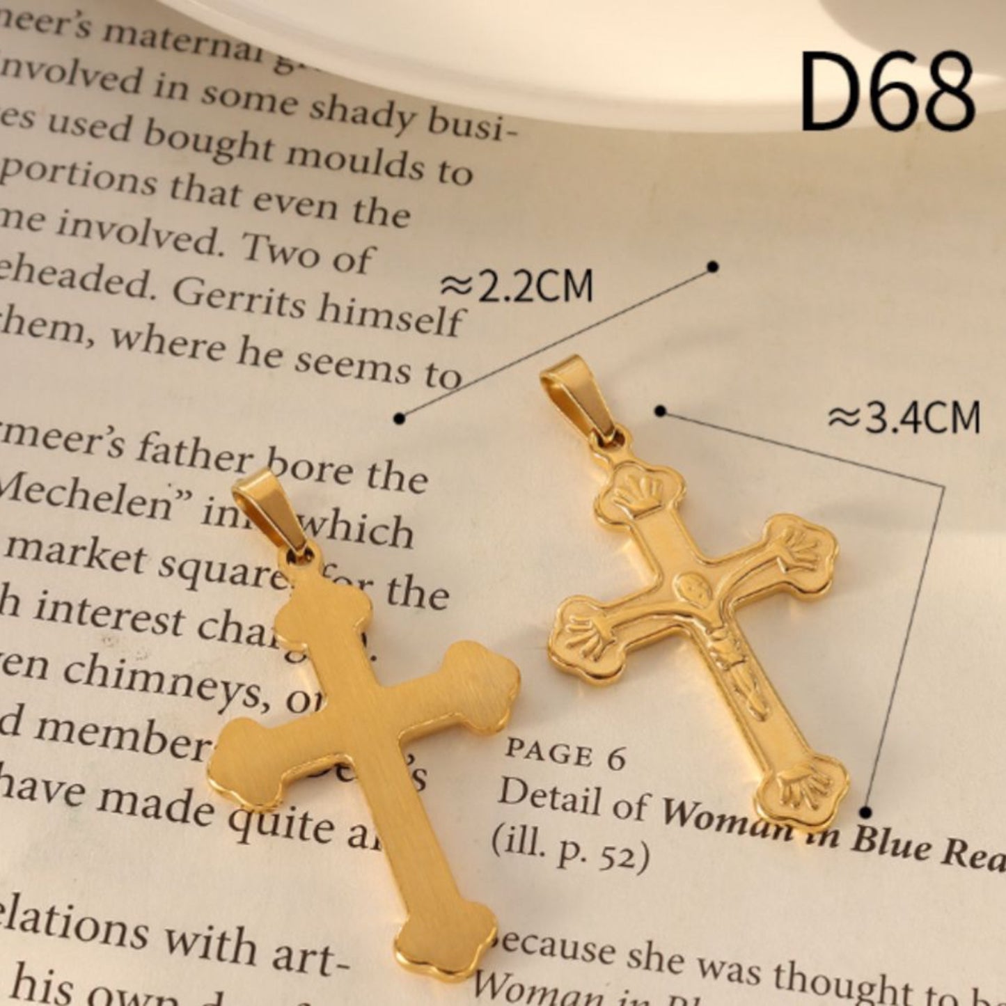 18k Gold Plated Cross Pendant Only