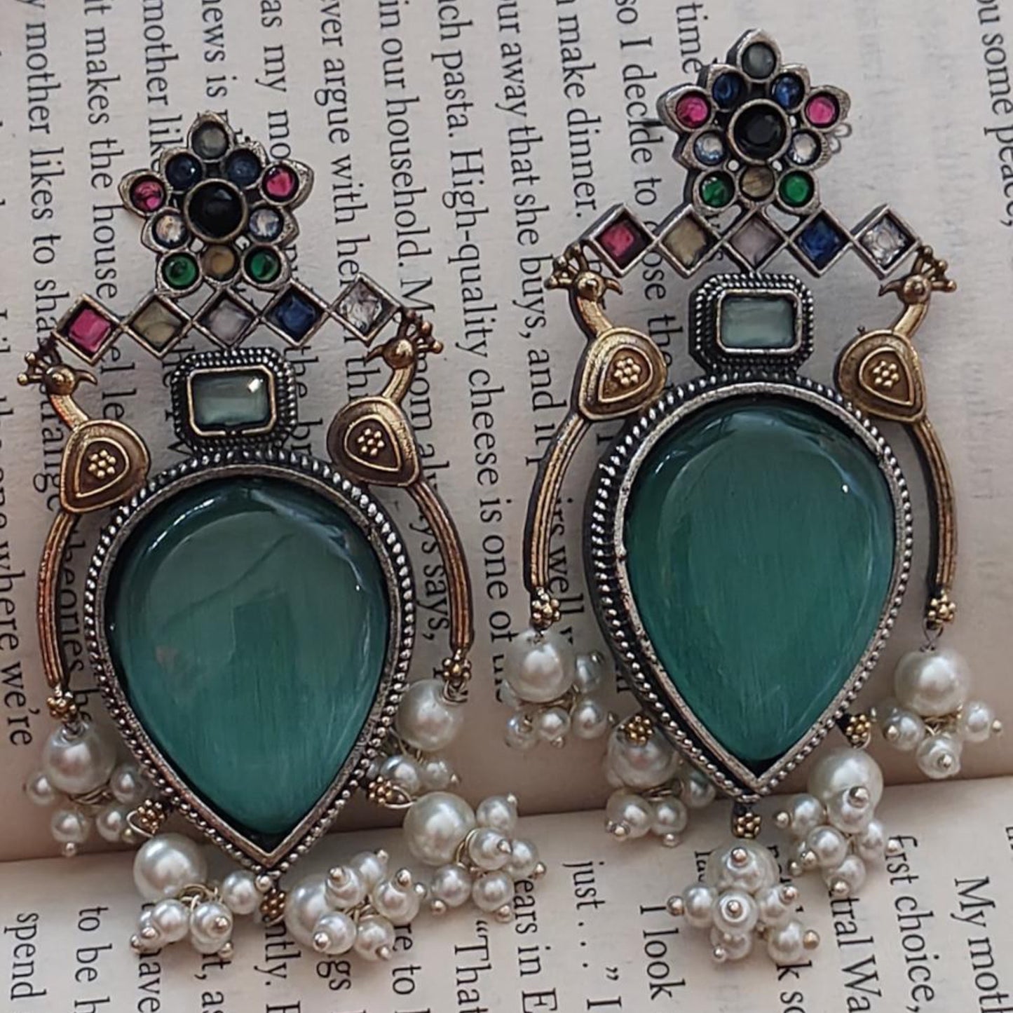 Beautiful Mint Oxidised Earrings