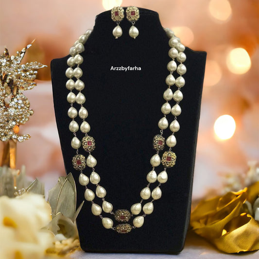 Premium Quality Pearl Double Layered Mala Necklace