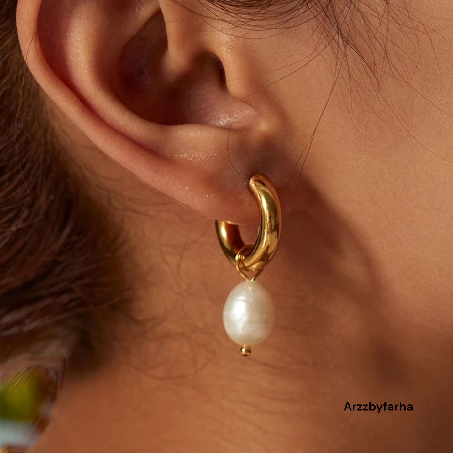 Luxe Pearl Gold Hoop Earrings