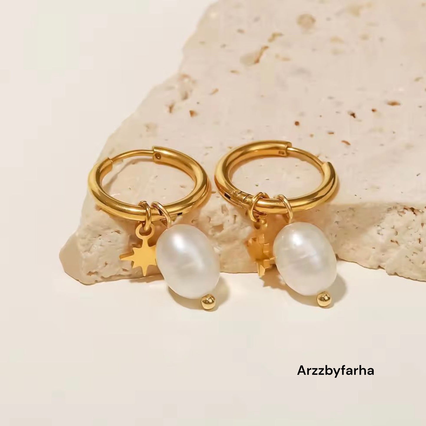 Luxe Pearl Gold Hoop Earrings