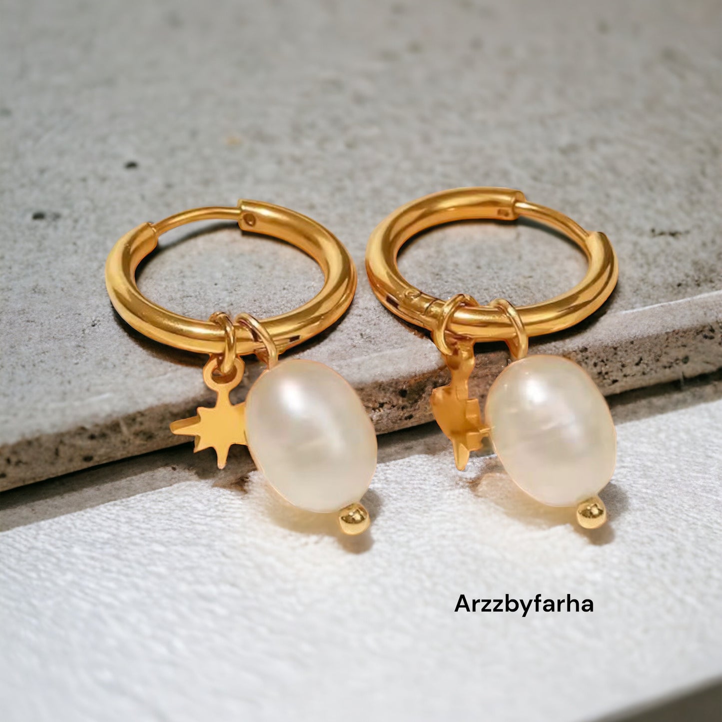 Luxe Pearl Gold Hoop Earrings