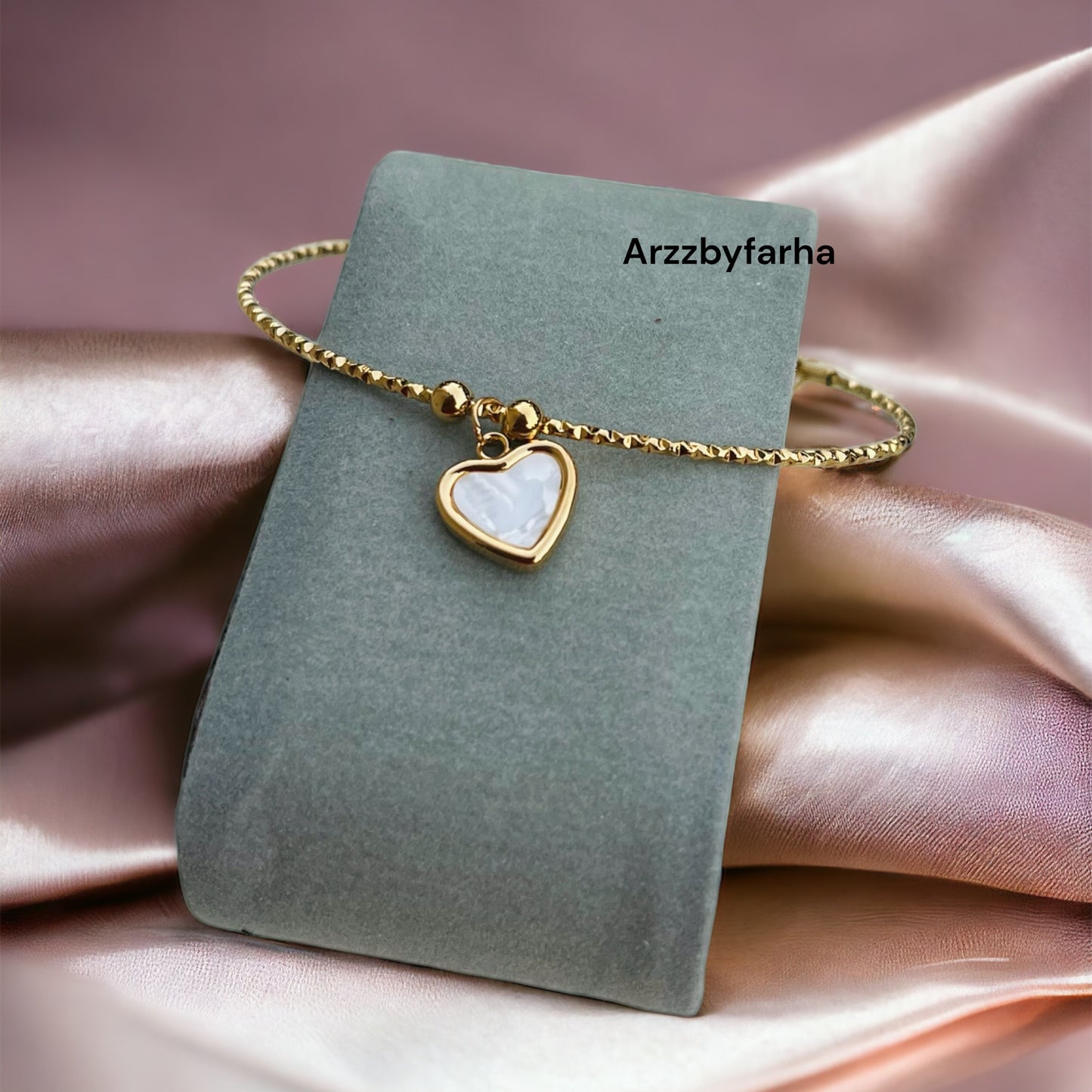 White Heart Charm Bracelet