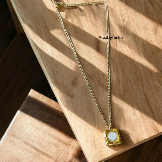 Square Pendant Gold Necklace