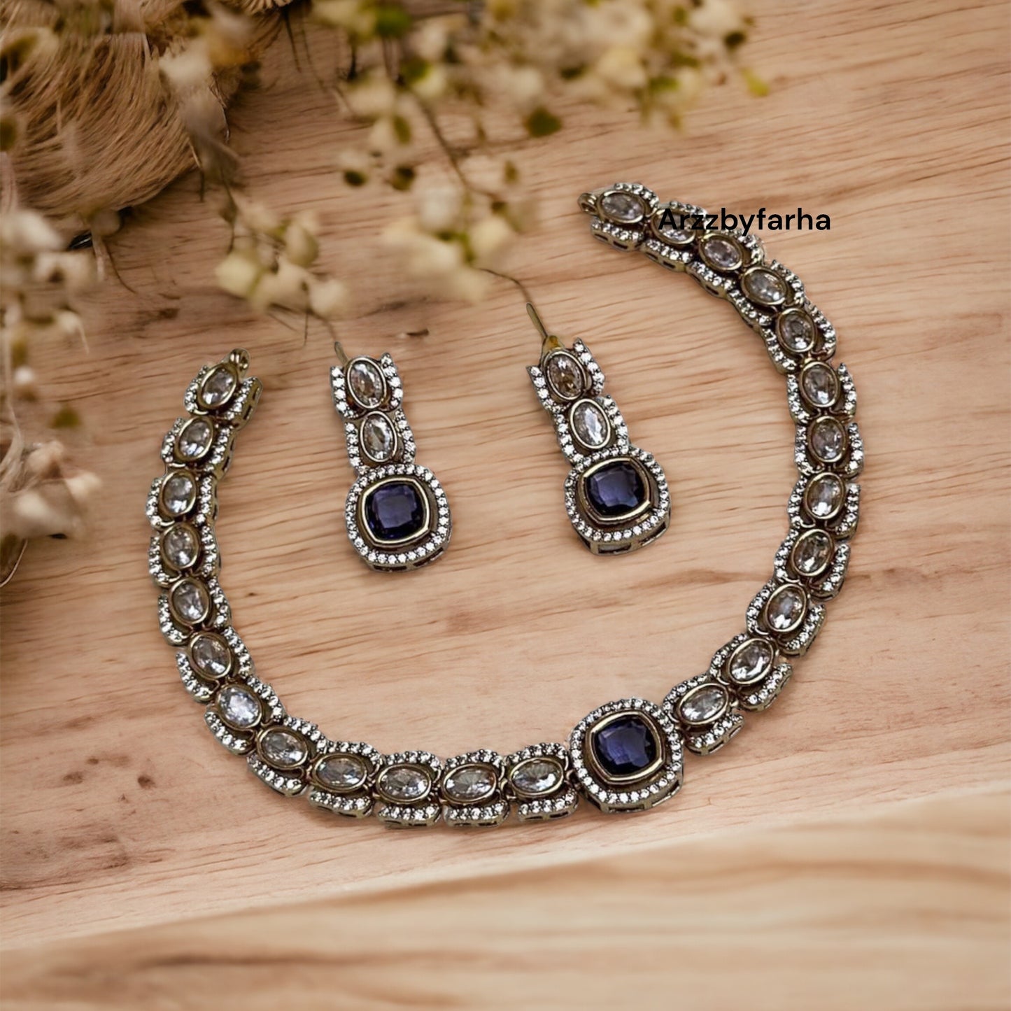 Purple Stone Moissanite Necklace Set